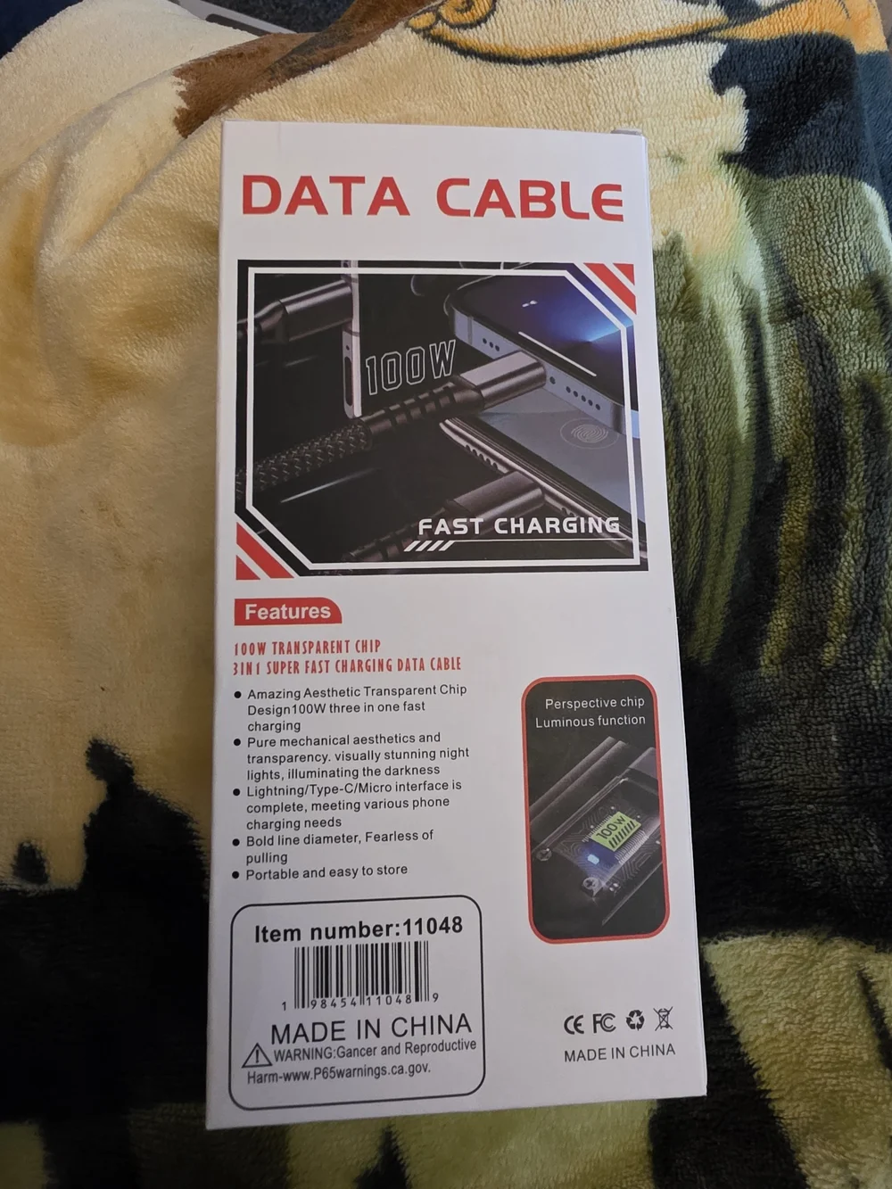 Fast Charging 3-in-1 Black Data Cable - Lightning/Type-C/Micro USB